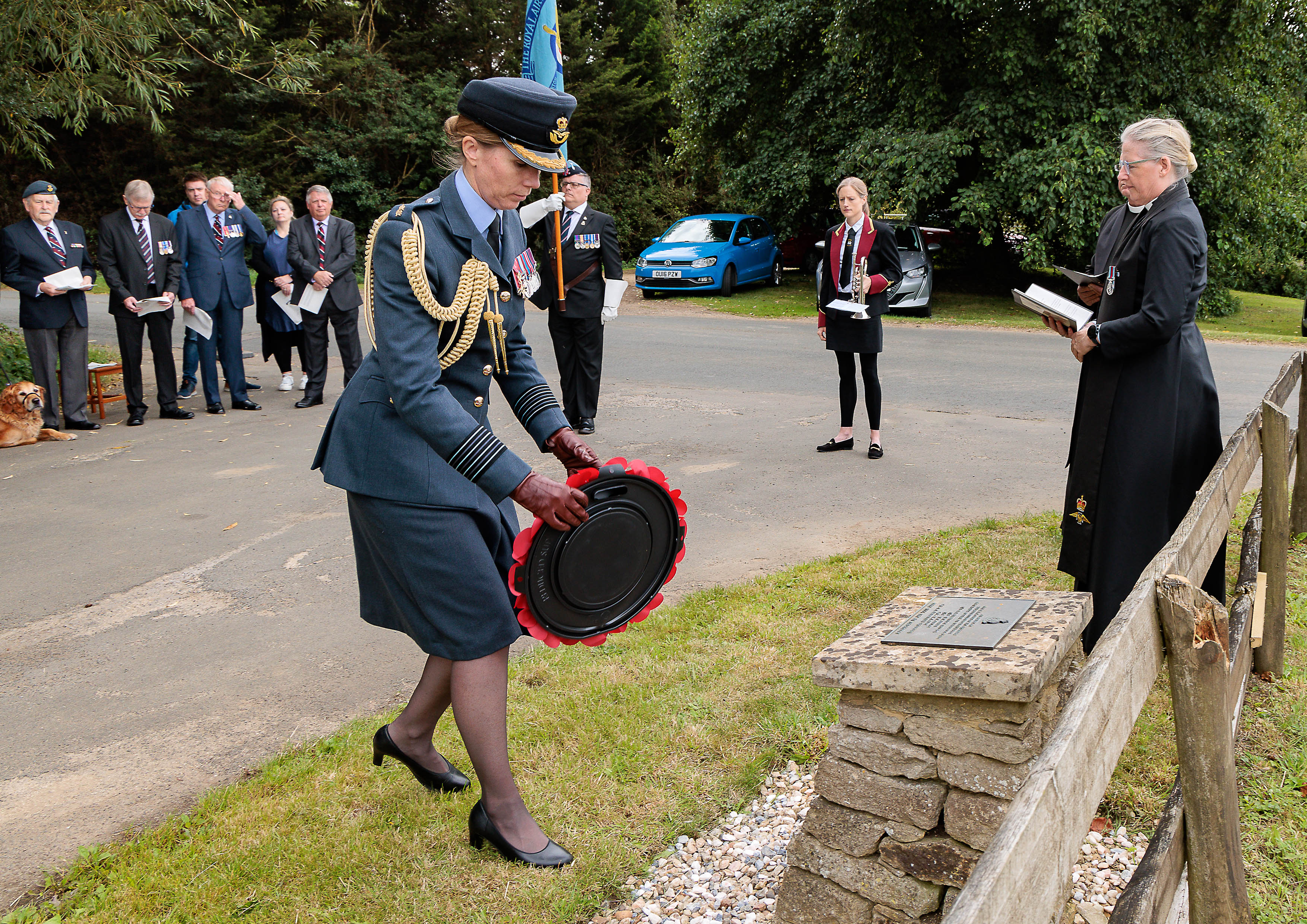 Photo: Eighty Years - Remembering Albemarle V1782 - Memorial service, during which, RAF Brize Norton Station Commander, Group Captain Louise Henton, laid a wreath at the crash site, Mill Hill Farm, Black Bourton